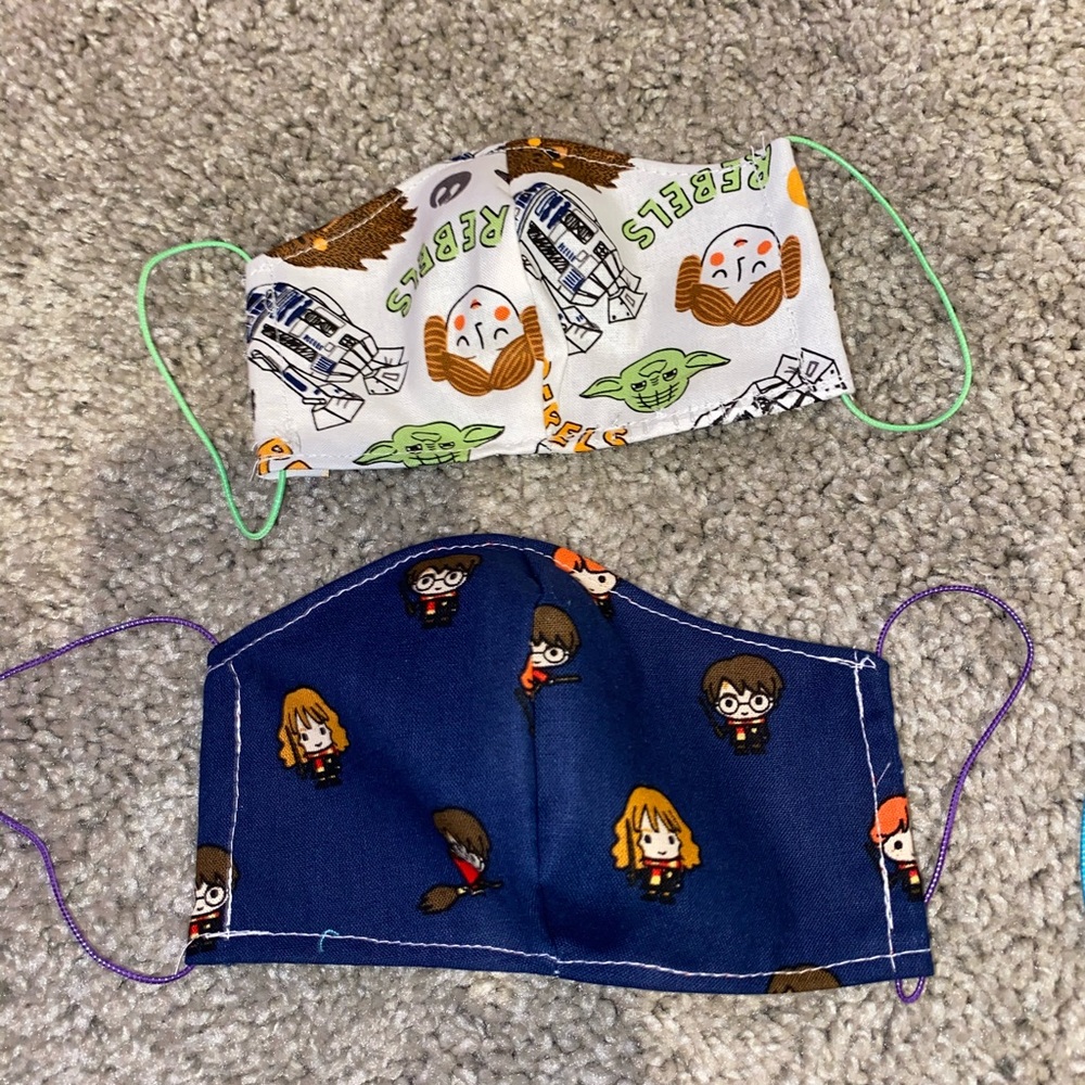 Handmade face masks for children, men and women.